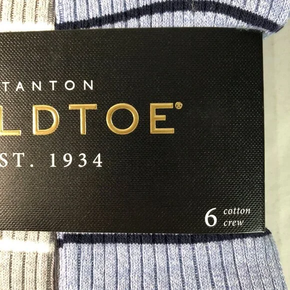 Gold Toe Socks Men Size 6-12.5 “Stanton Crew” Long Dress Socks 6 Pairs Blue/gray - Picture 2 of 7